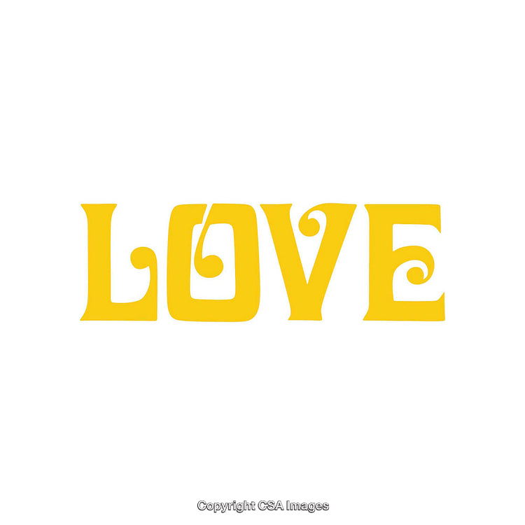 Retro Style Yellow Text of the Word LOVE for Concept Art