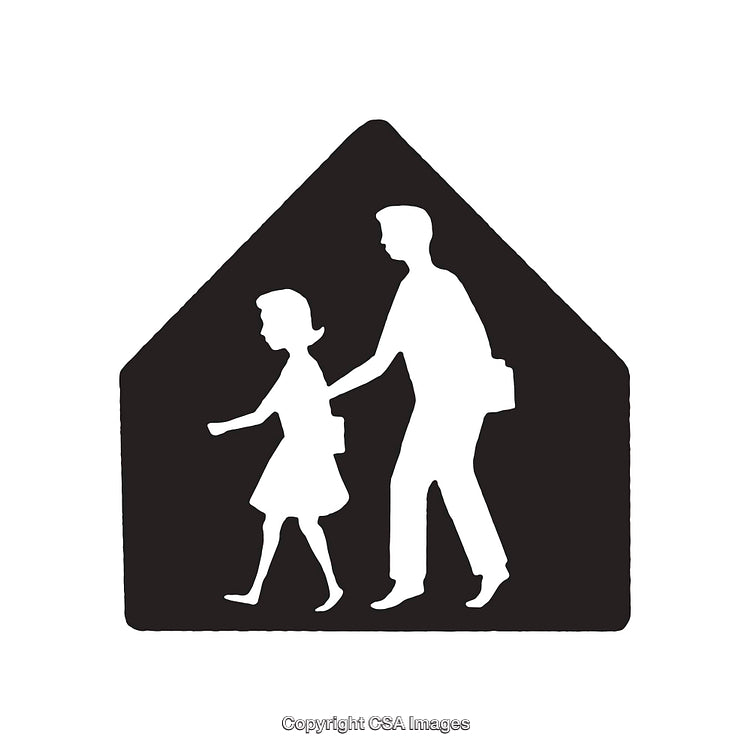Black and White Silhouette of Two People Walking Together in Harmony