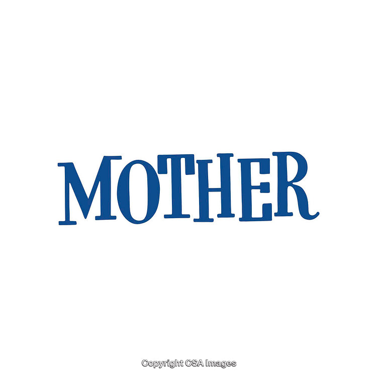 Blue Typography Displaying the Word Mother on a White Background