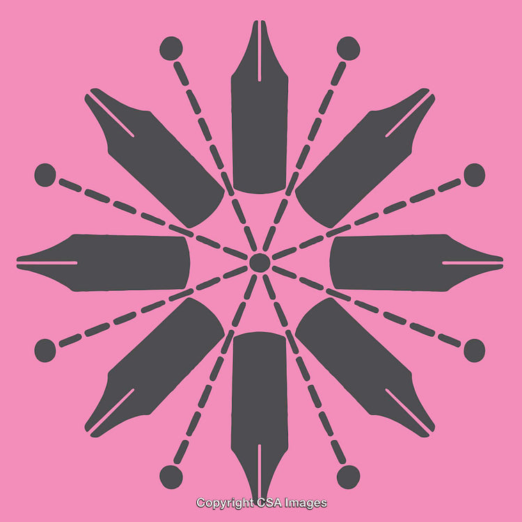 Stylized Pen Nib Geometric Pattern Design with Vibrant Colors and Symmetry