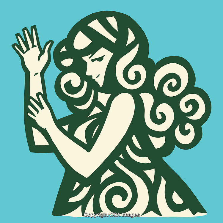 Abstract Line Art Illustration of Woman With Swirling Hair Design