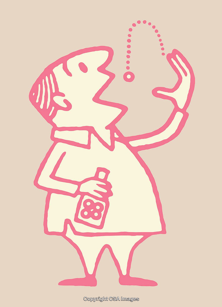 Whimsical Line Art of a Man Juggling With Bottle Illustration