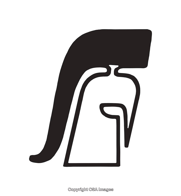 Stylized Egyptian Symbol in Black and White Line Art