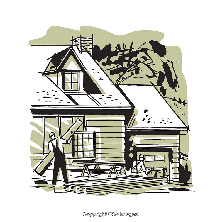 Construction Work on a Residential House in Progress Illustration