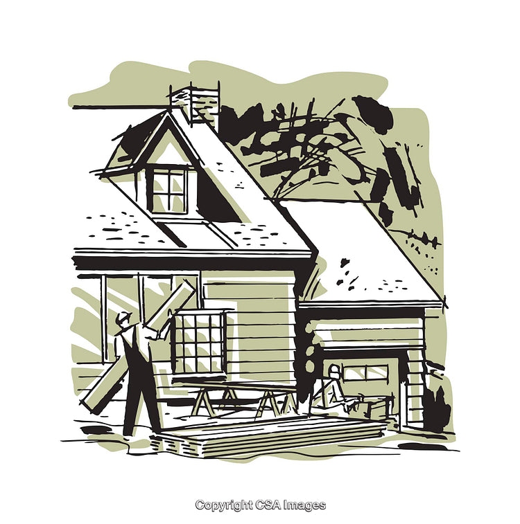Construction Work on a Residential House in Progress Illustration