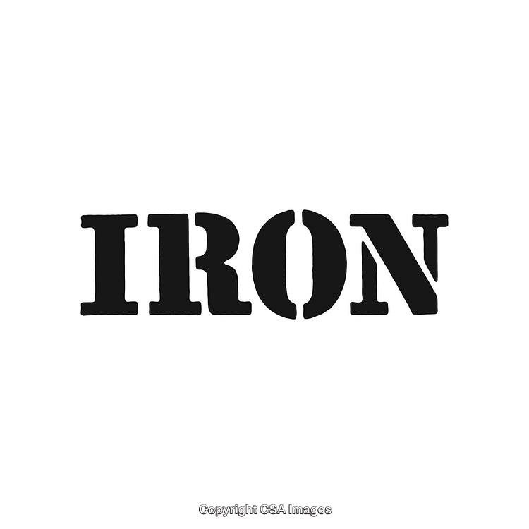 Industrial and Vintage Styled Bold Iron Text on White Background