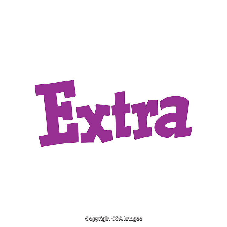 Purple Text Spelling Extra on a White Background Displayed in Bold Font