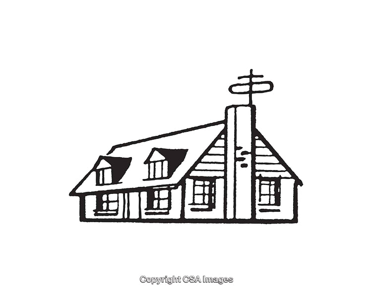 Black and White Line Art of a Cozy Cottage Illustration