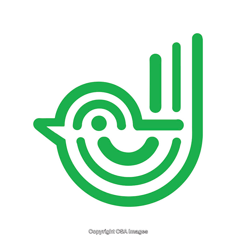 Minimalist Green Bird Logo Design Featuring Geometric Shapes and Lines