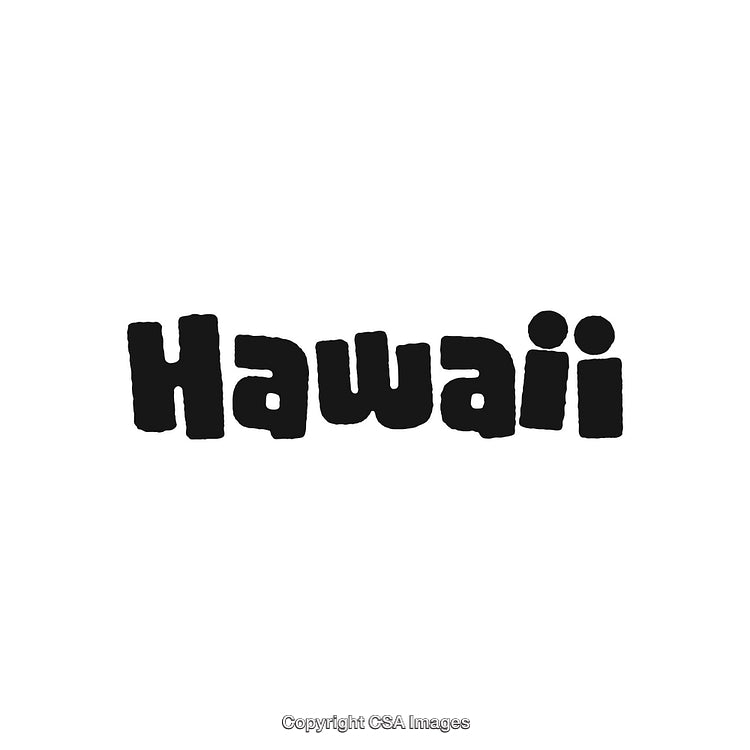 Creative Hawaii Text with Bold Black Font in Isolated White Background