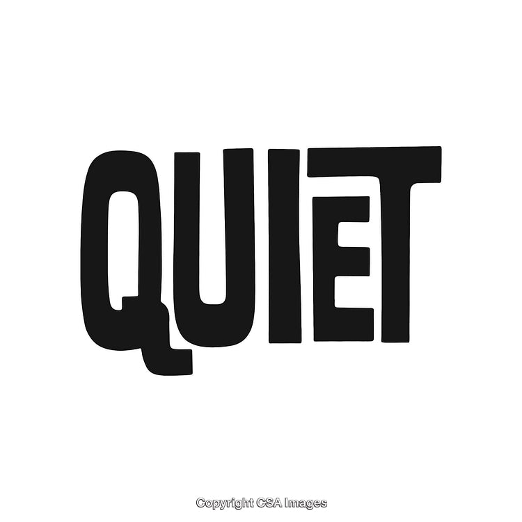 Bold Illustrated Text Emphasizing the Word Quiet on a Plain Background