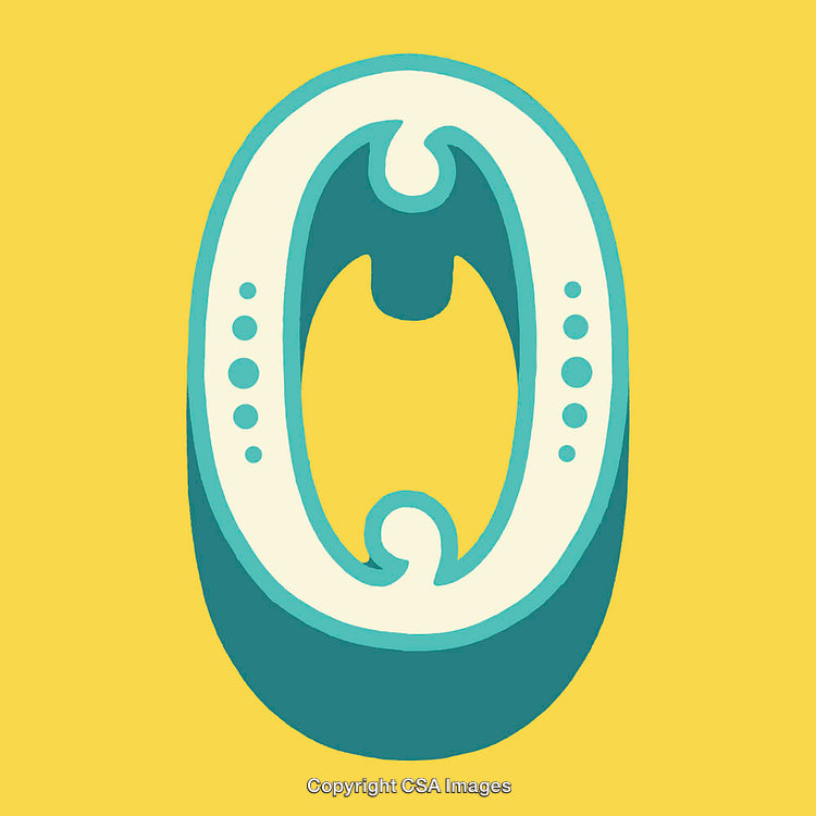 Stylized Illustration of the Number Zero on a Yellow Background