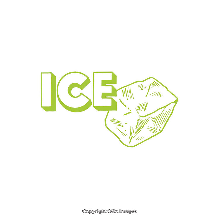Green Line Art Ice Cube Illustration with Bold Text