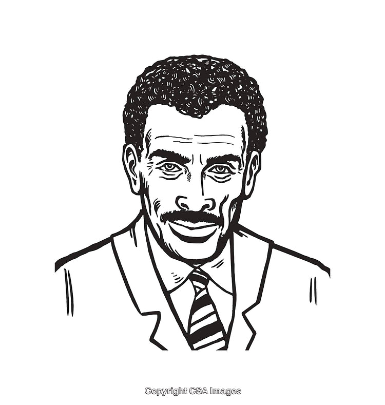 Hand-Drawn Black and White Portrait of Man in Suit and Tie