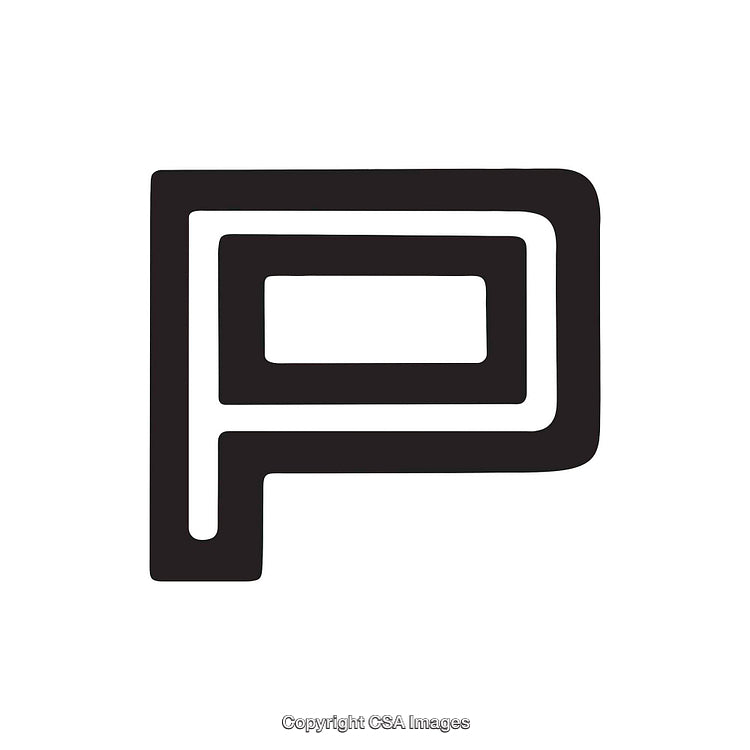 Stylized Black Letter P on a White Background