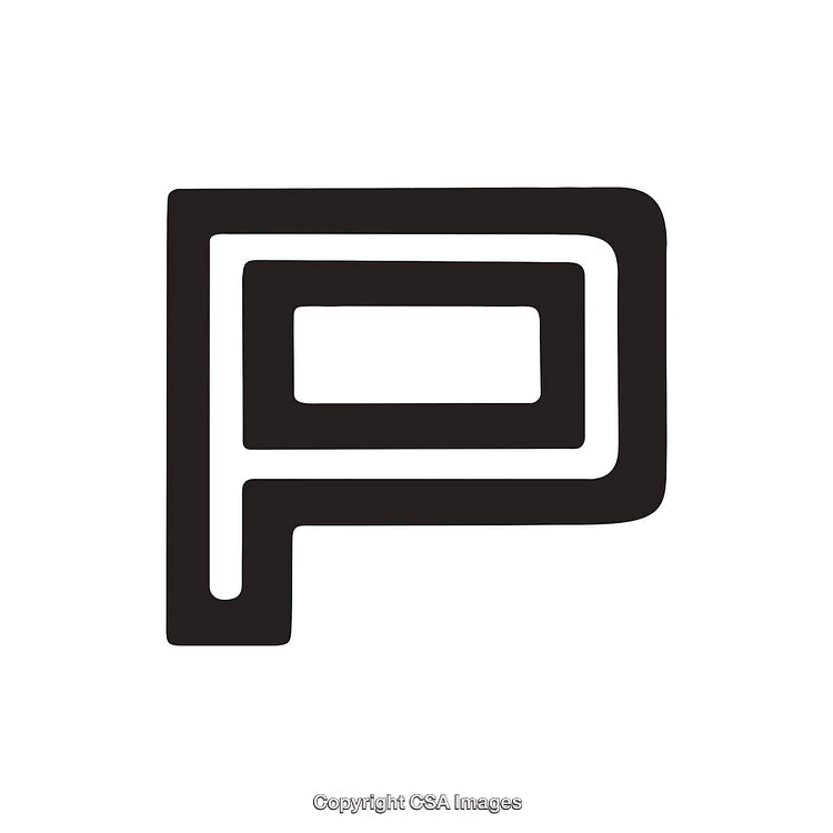 Stylized Black Letter P on a White Background
