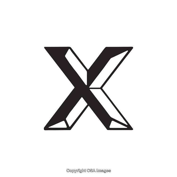 Bold Black Greek Chi Symbol Design with Geometric Features on White Background