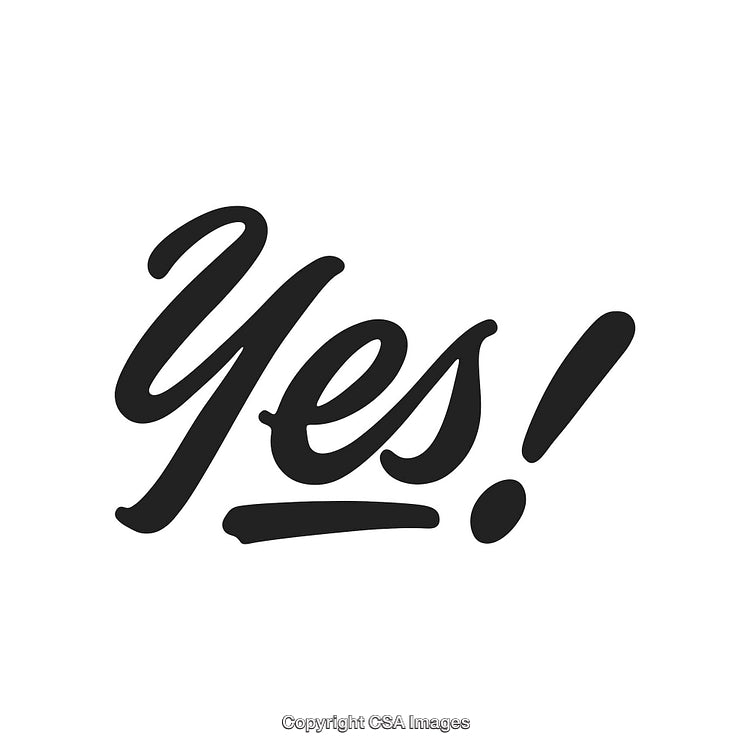 Inspirational Handwritten Calligraphy Depicting the Positive Word 'Yes!' in Bold Style