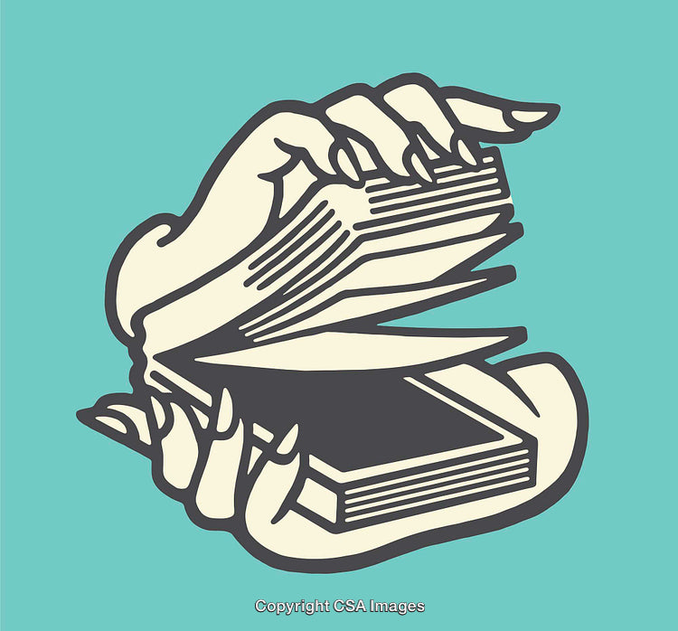 Abstract Illustration of Hands Opening a Book with Artistic Line Art