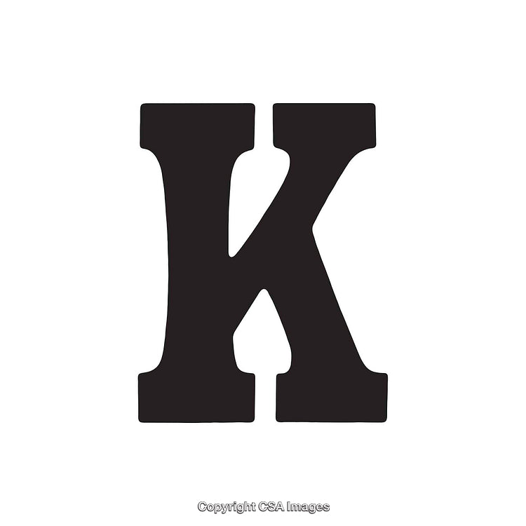Bold Black Letter K Isolated on a White Background