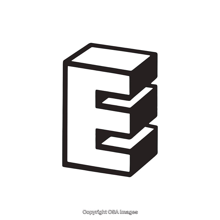 Abstract 3D Letter E Icon in Bold Design on White Background