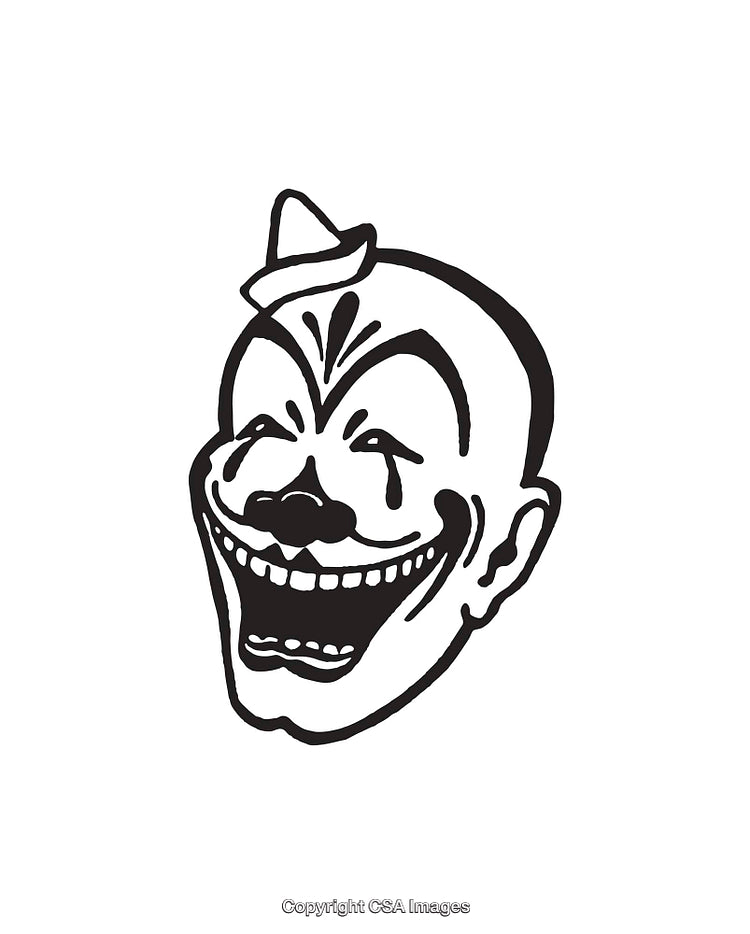 Vintage Black And White Clown Illustration With Laughing Expression
