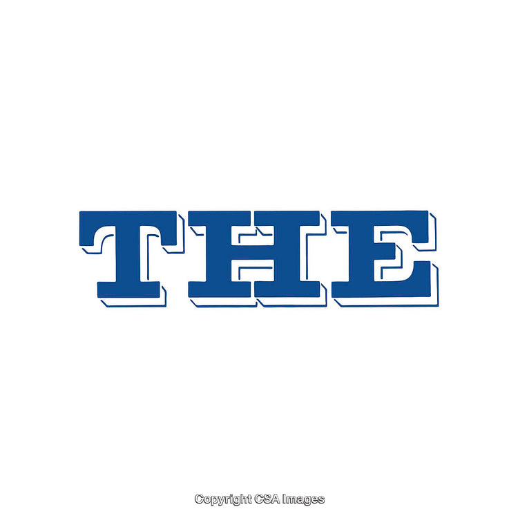 Bold Blue Text Saying 'THE' on White Background