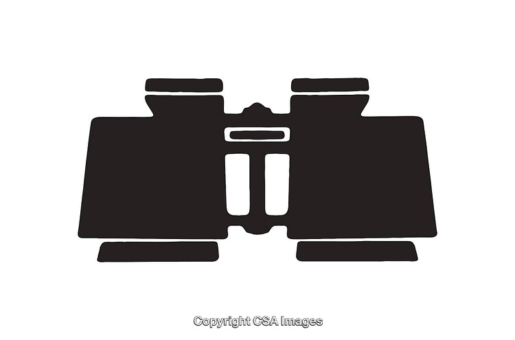 Black and White Line Art Illustration of Binoculars in Bold Silhouette