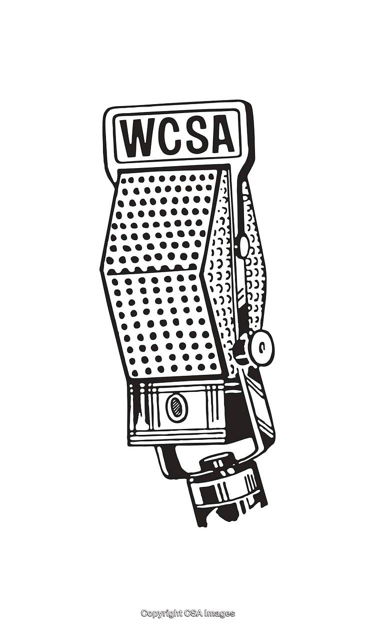 Vintage Microphone in Retro Black and White Line Art Style