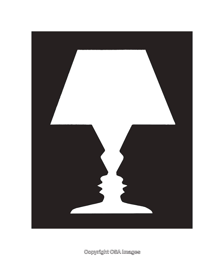 Black and White Optical Illusion of Vase and Faces in Silhouette