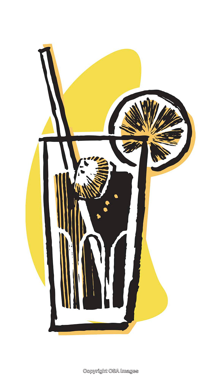 Refreshing Lemonade Glass with Straw and Lemon Slice Illustration