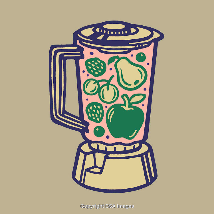 Colorful Line Art Blender with Fresh Fruits and Vibrant Details