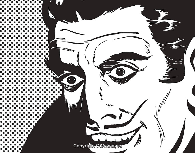 Close-Up Pop Art Style Illustration of a Retro Excited Face