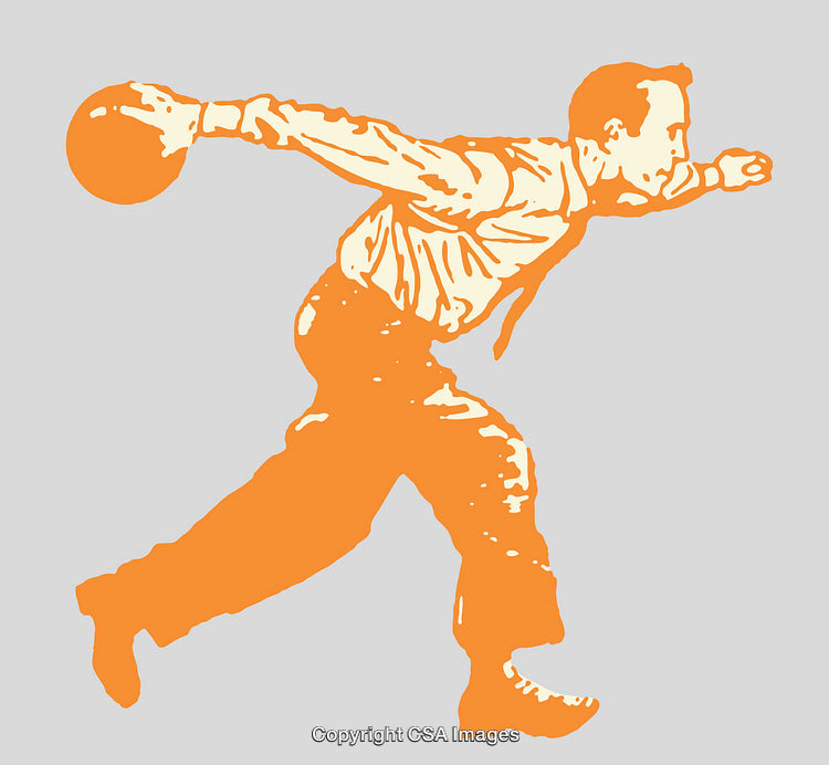 Retro Bowling Illustration of a Man in Action During a Throw