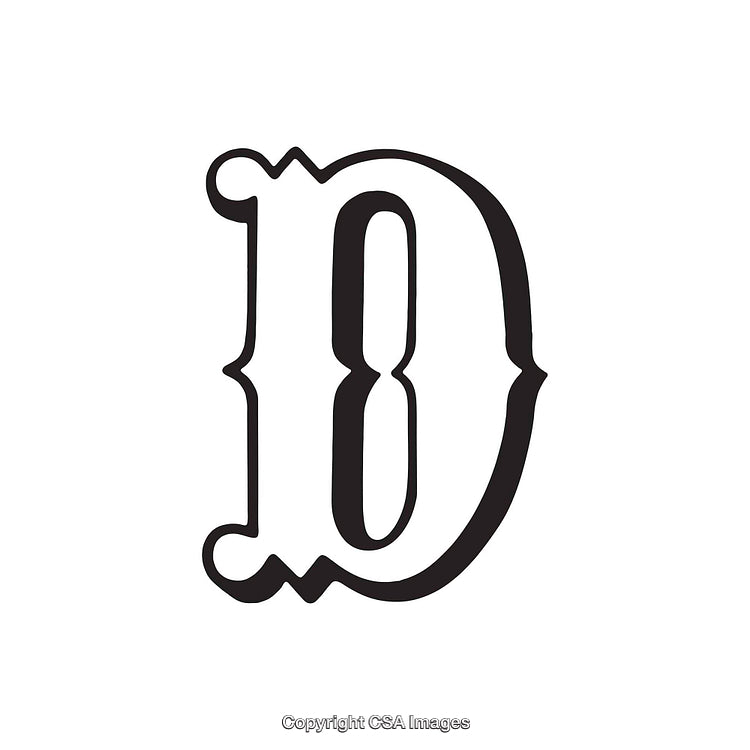 Decorative Vintage Style Letter D Isolated on White Background