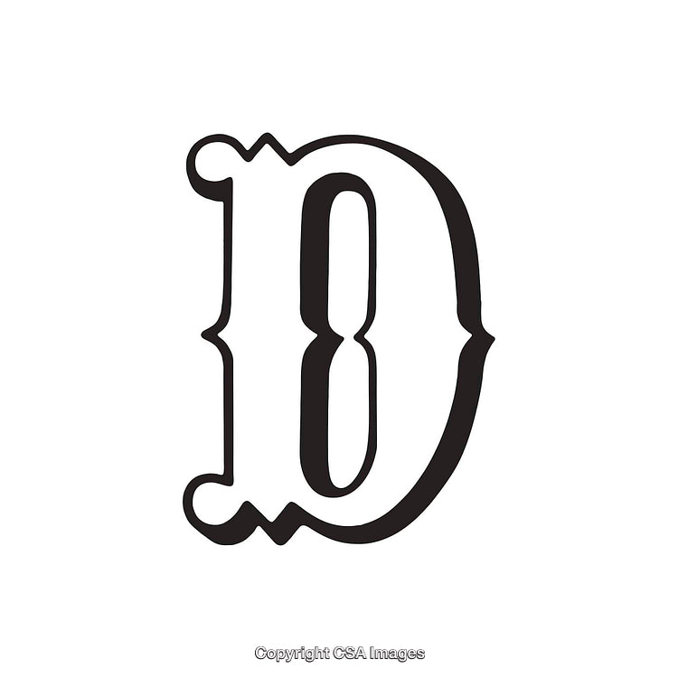 Decorative Vintage Style Letter D Isolated on White Background