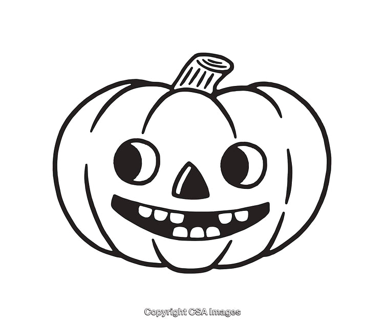 Black And White Line Art of a Halloween Pumpkin Face