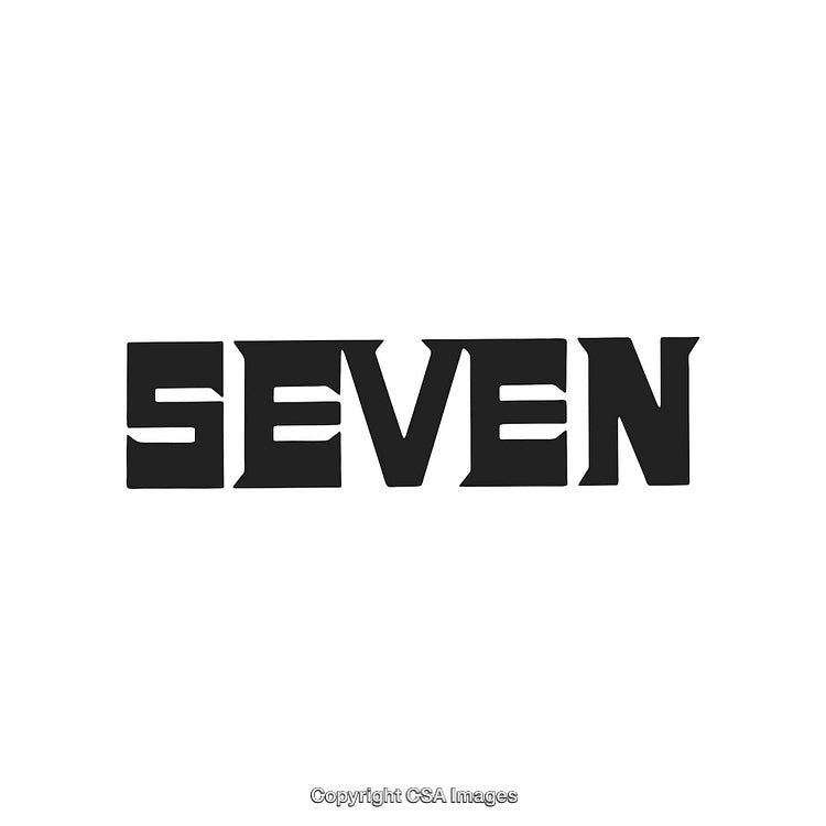 Bold Black Text Depicting the Word Seven with Unique Typography Design