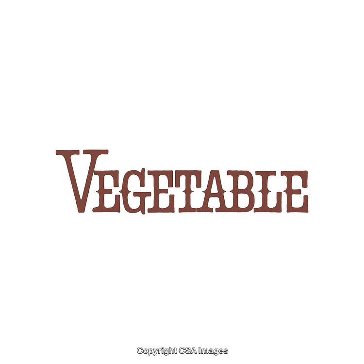 Rustic Text Design Highlighting the Word 'Vegetable' on White Background