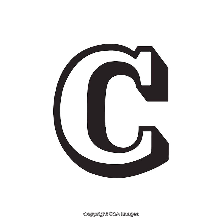 Bold Black and White Capital Letter C Graphic Design