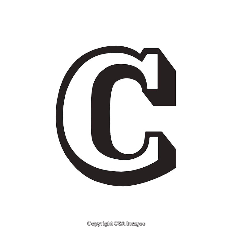 Bold Black and White Capital Letter C Graphic Design