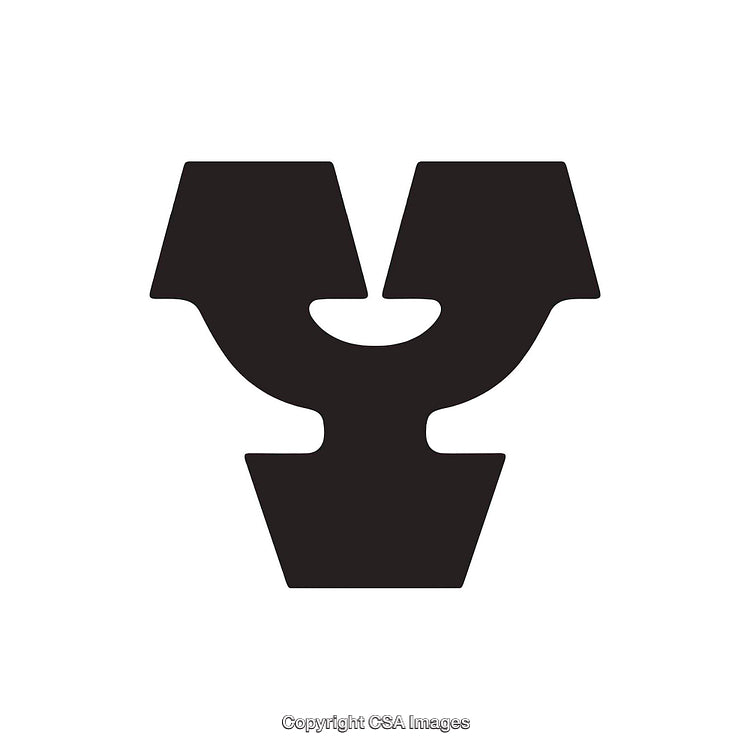 Abstract Black Geometric Letter Y on White Background