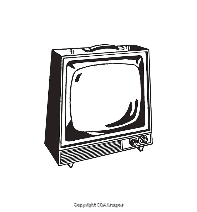 Vintage Style Black And White Illustration of a Classic Television