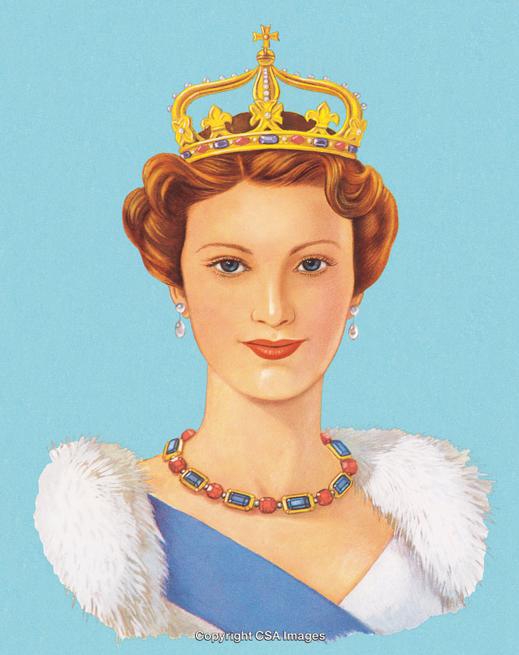 Elegant Portrait of a Regal Woman with Golden Crown and Jewelry