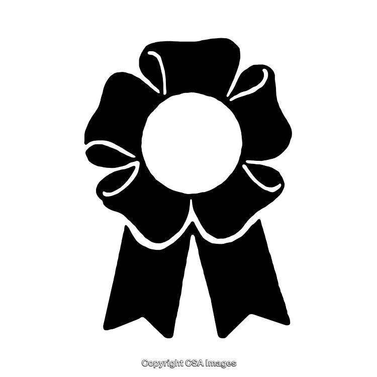 Black and White Award Ribbon in Simple Iconic Design