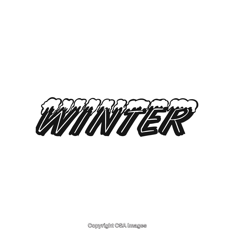 Winter Text Decoration with Snow Accent in Minimalistic Black and White Style