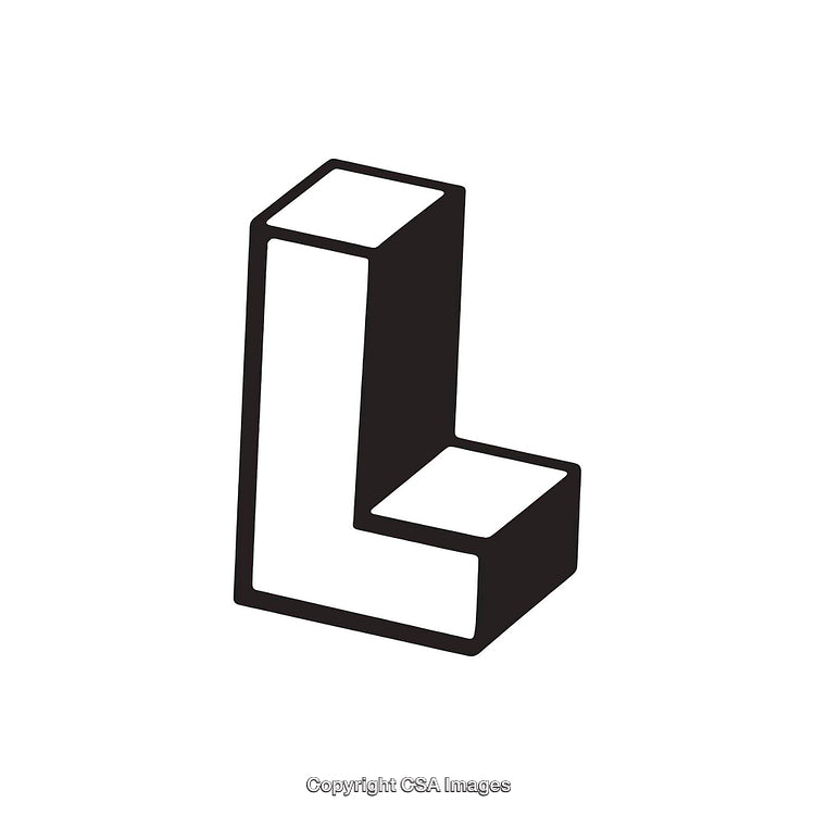 Bold 3D Letter L Design on a Clean White Background