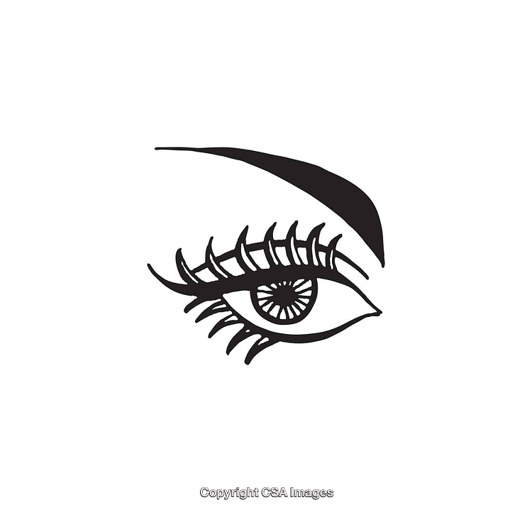 Beautiful Black and White Illustration of Eye and Eyebrow