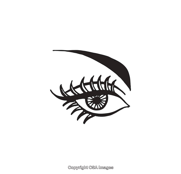 Beautiful Black and White Illustration of Eye and Eyebrow