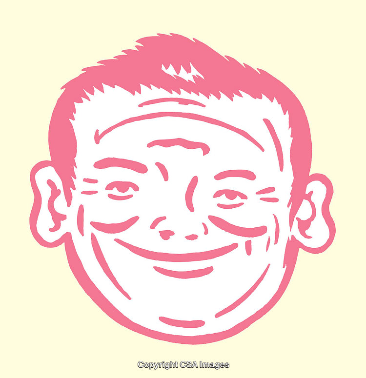Smiling Cartoon Style Face in Colorful Line Art Illustration